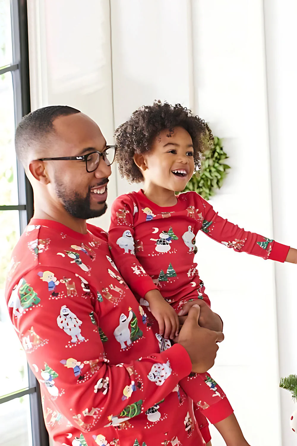 Pyjama familial assorti imprimé Noël rouge à manches longues - Image 4