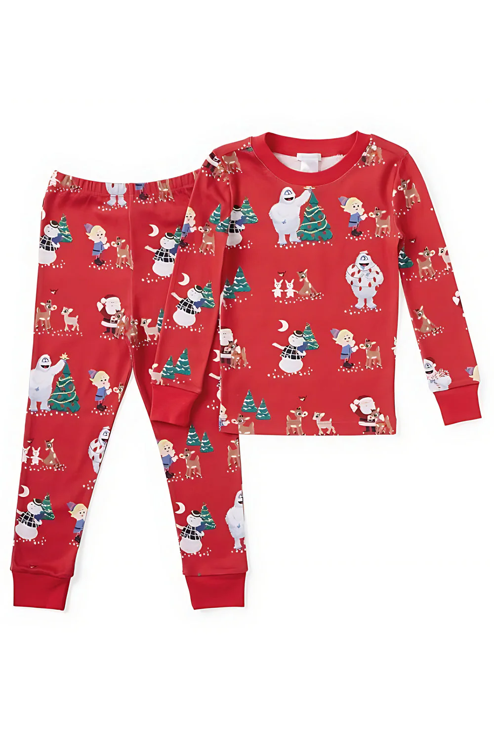 Pyjama familial assorti imprimé Noël rouge à manches longues - Image 5