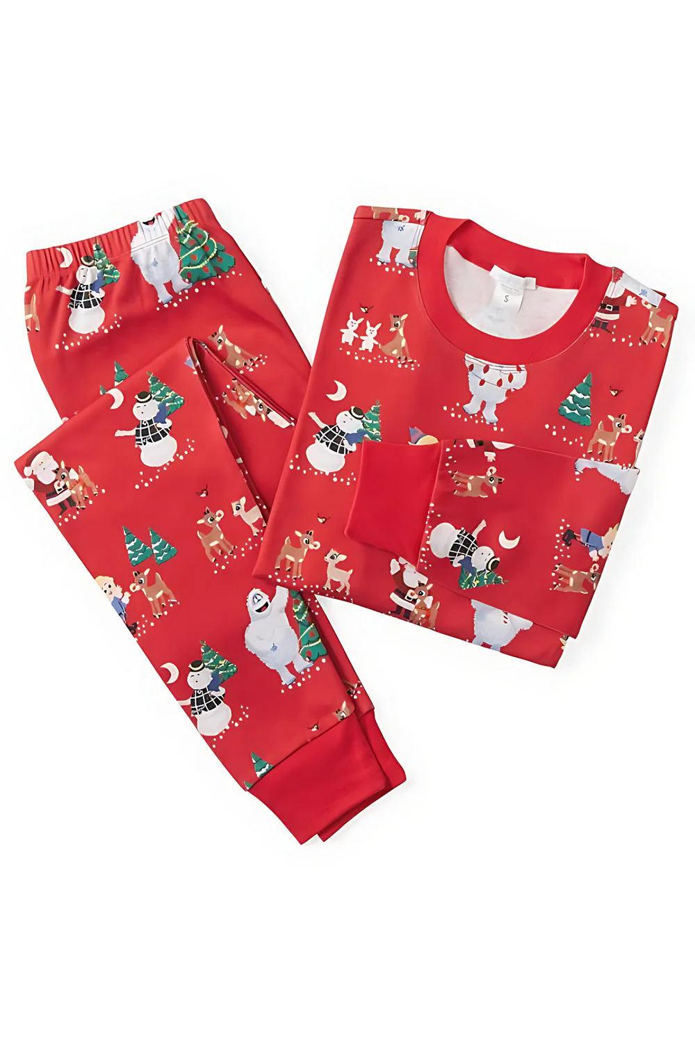 Pyjama familial assorti imprimé Noël rouge à manches longues - Image 6