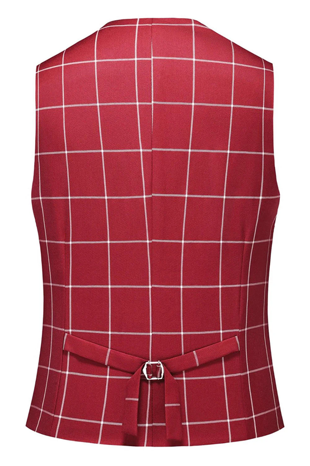 Costume de bal pour homme 3 pièces à rayures rouges et revers pointus - Image 4
