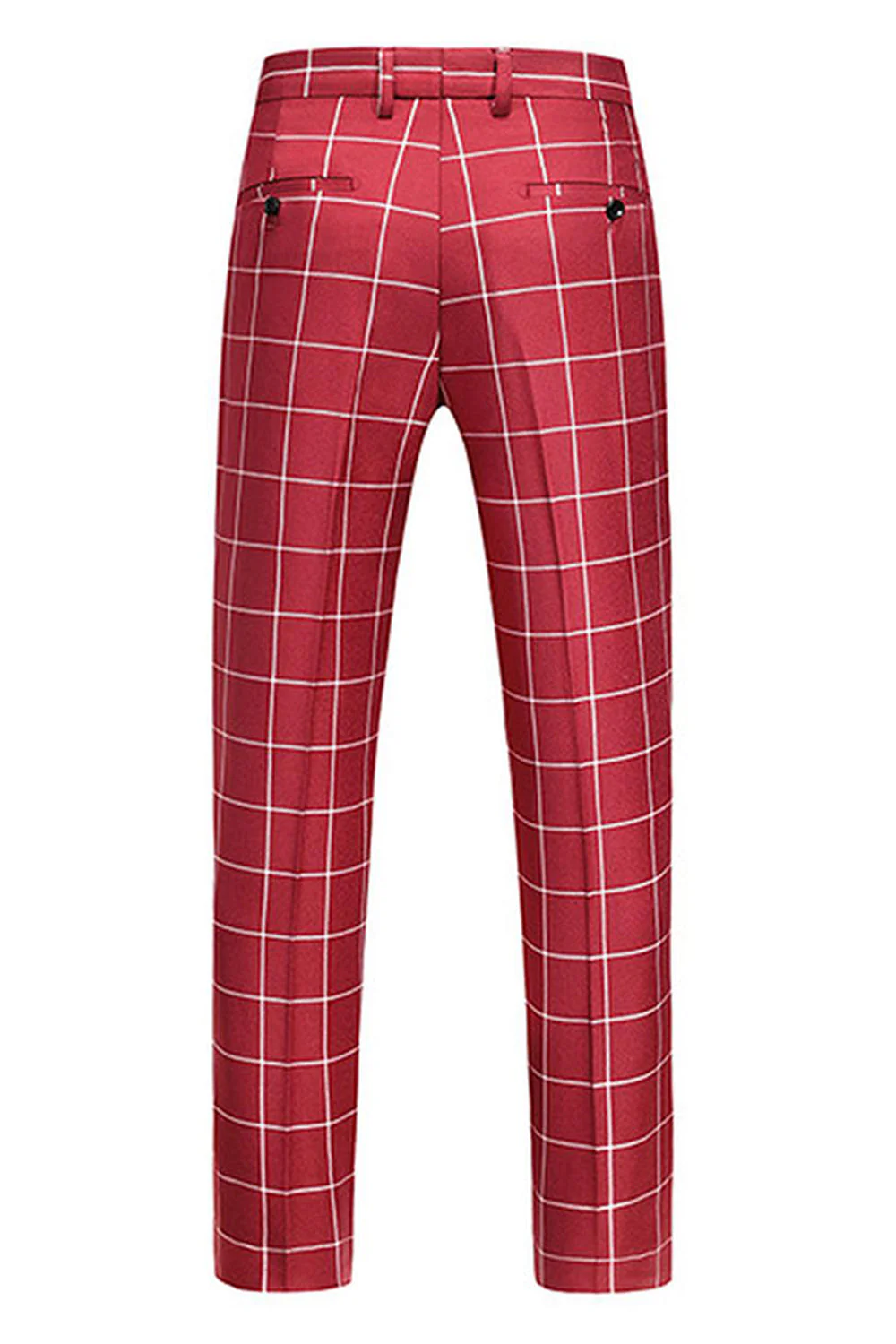 Costume de bal pour homme 3 pièces à rayures rouges et revers pointus - Image 7