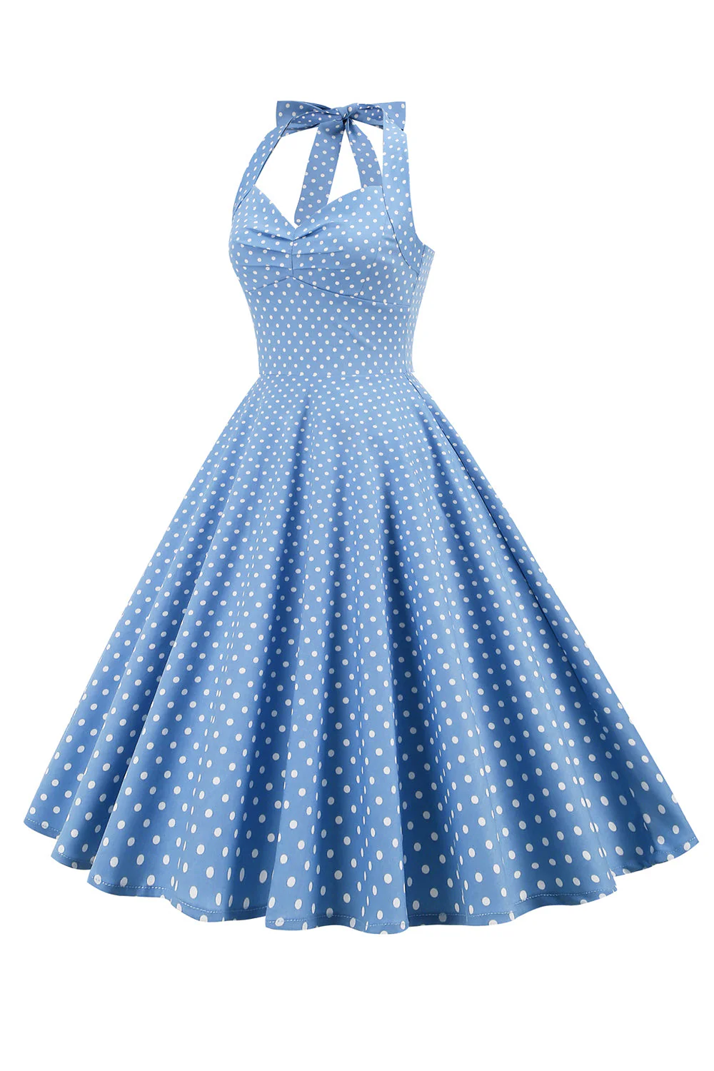 Retro Polka Dots Halter Robe à dos ouvert - Image 3
