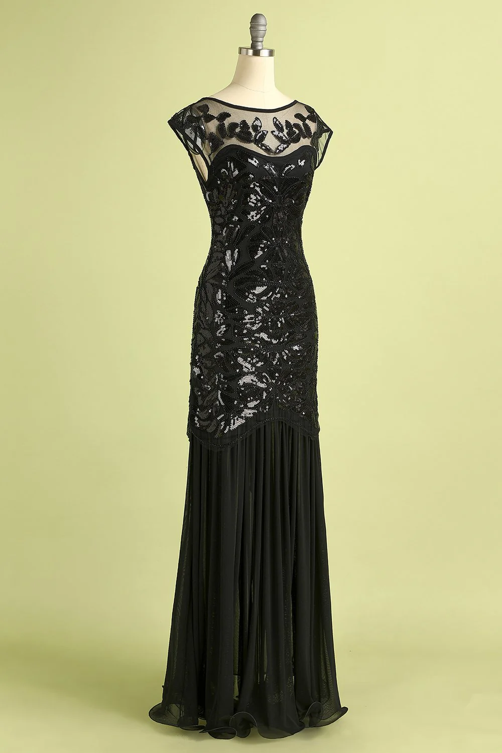 Robe Soirée Sirène Années 1920 Flapper Glitter Noire - Image 19