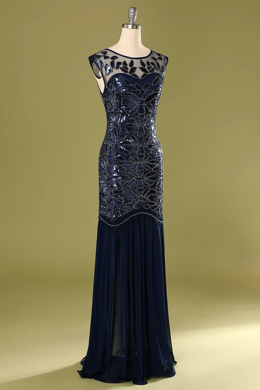 Robe à paillettes bleu marine des années 1920 - Image 3
