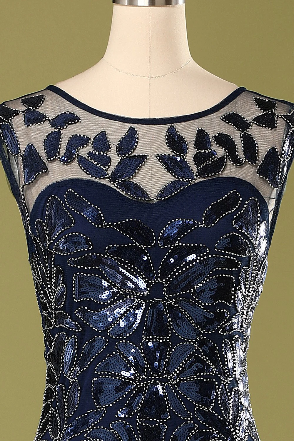 Robe à paillettes bleu marine des années 1920 - Image 4