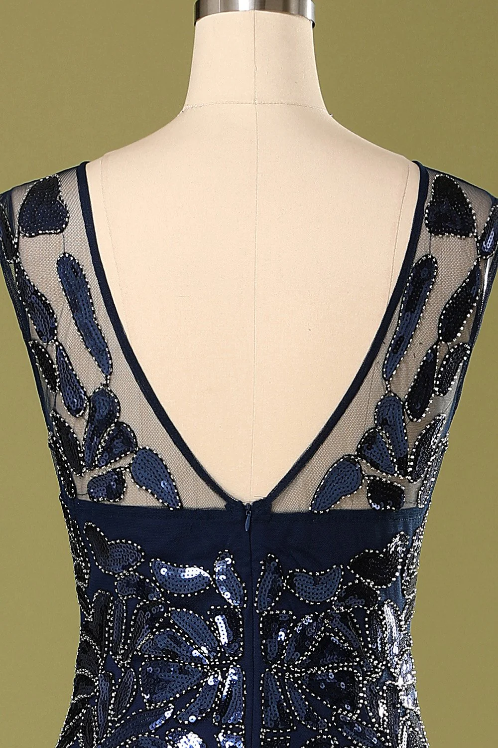 Robe à paillettes bleu marine des années 1920 - Image 5