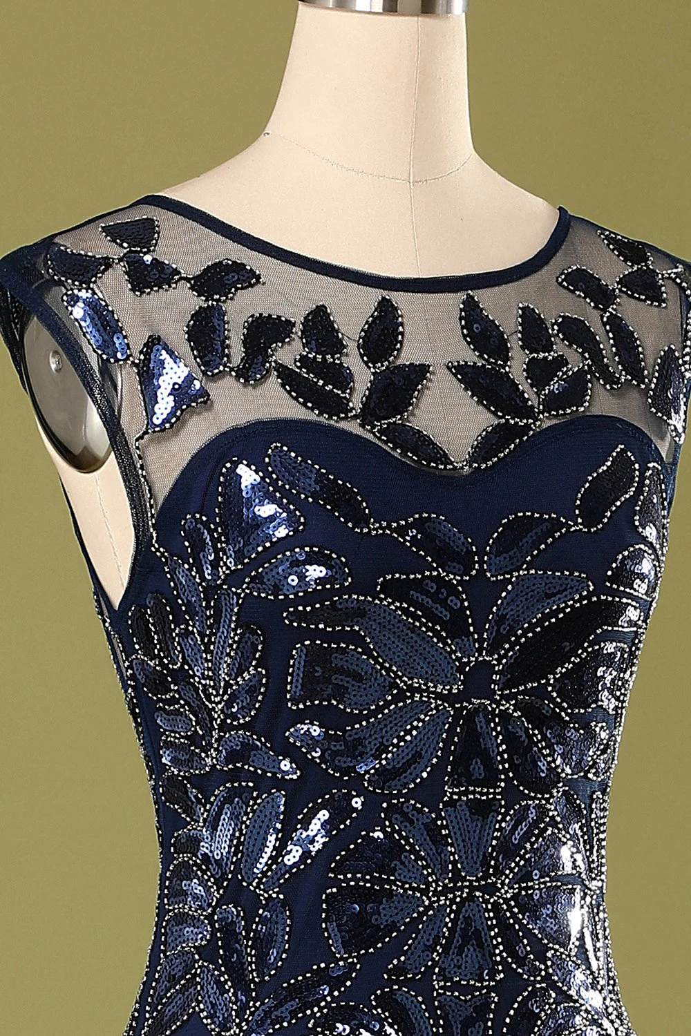 Robe à paillettes bleu marine des années 1920 - Image 6