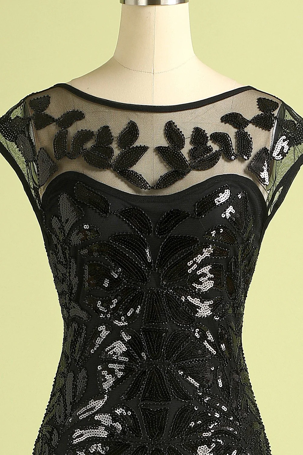 Robe Soirée Sirène Années 1920 Flapper Glitter Noire - Image 20