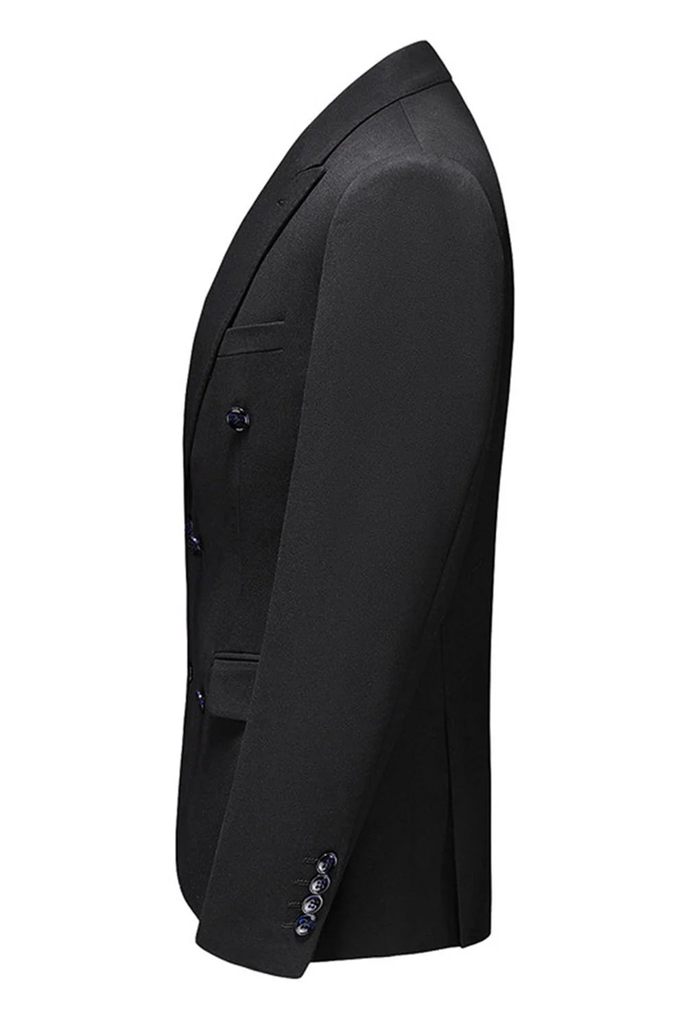 Revers à visière noire 3 pièces Satin Costumes de bal pour hommes - Image 4