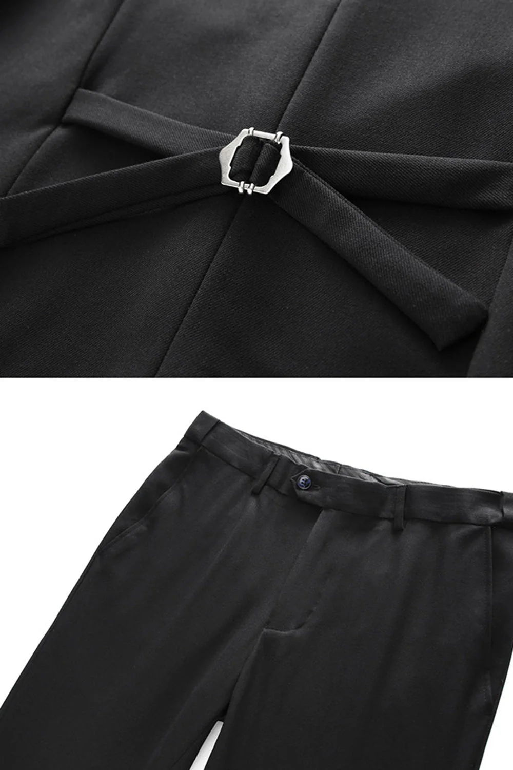 Revers à visière noire 3 pièces Satin Costumes de bal pour hommes - Image 9