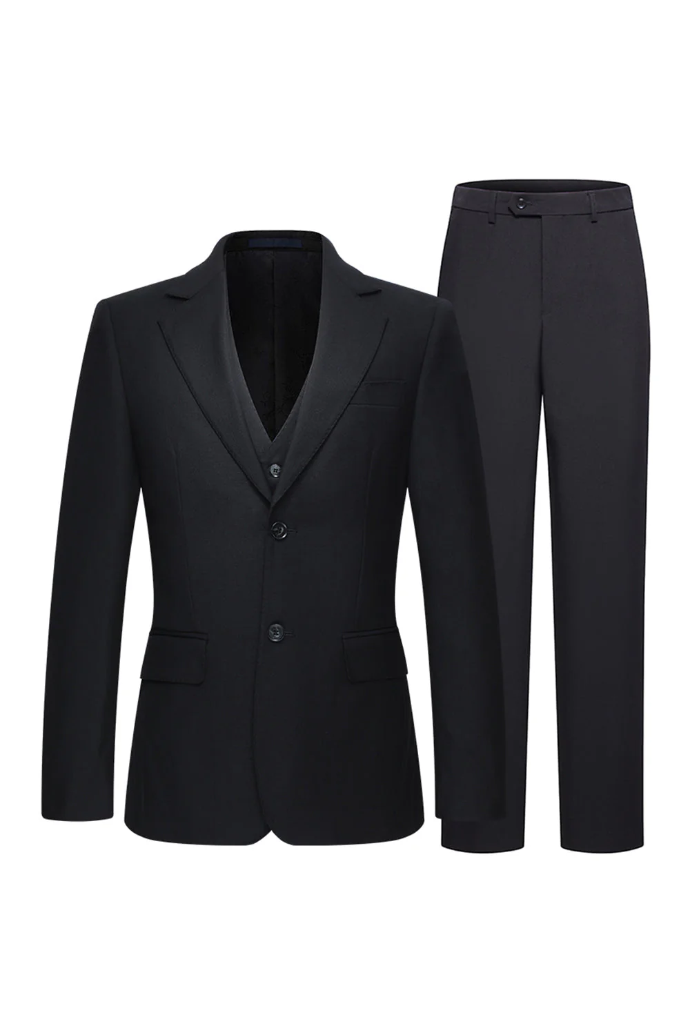Revers cranté à simple boutonnage Noir Costumes 3 pièces pour hommes