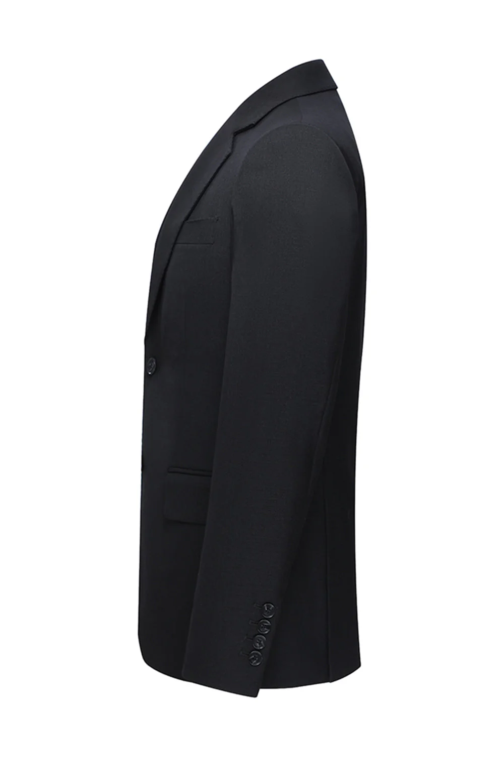 Revers cranté à simple boutonnage Noir Costumes 3 pièces pour hommes - Image 6