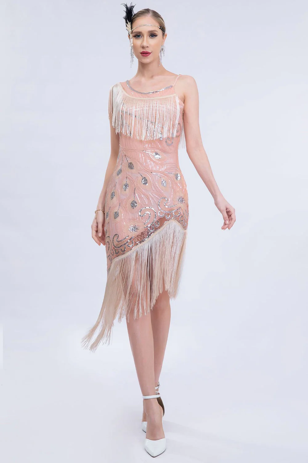 Roace perlée noire 20s robe à franges Gatsby - Image 7