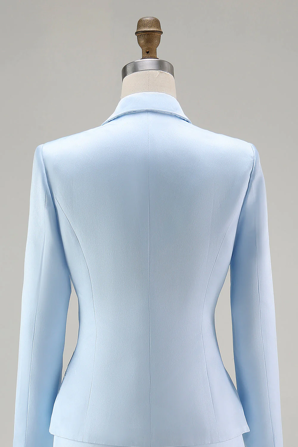 Robe 2 pièces mère de la mariée en satin bleu avec broderie - Image 7