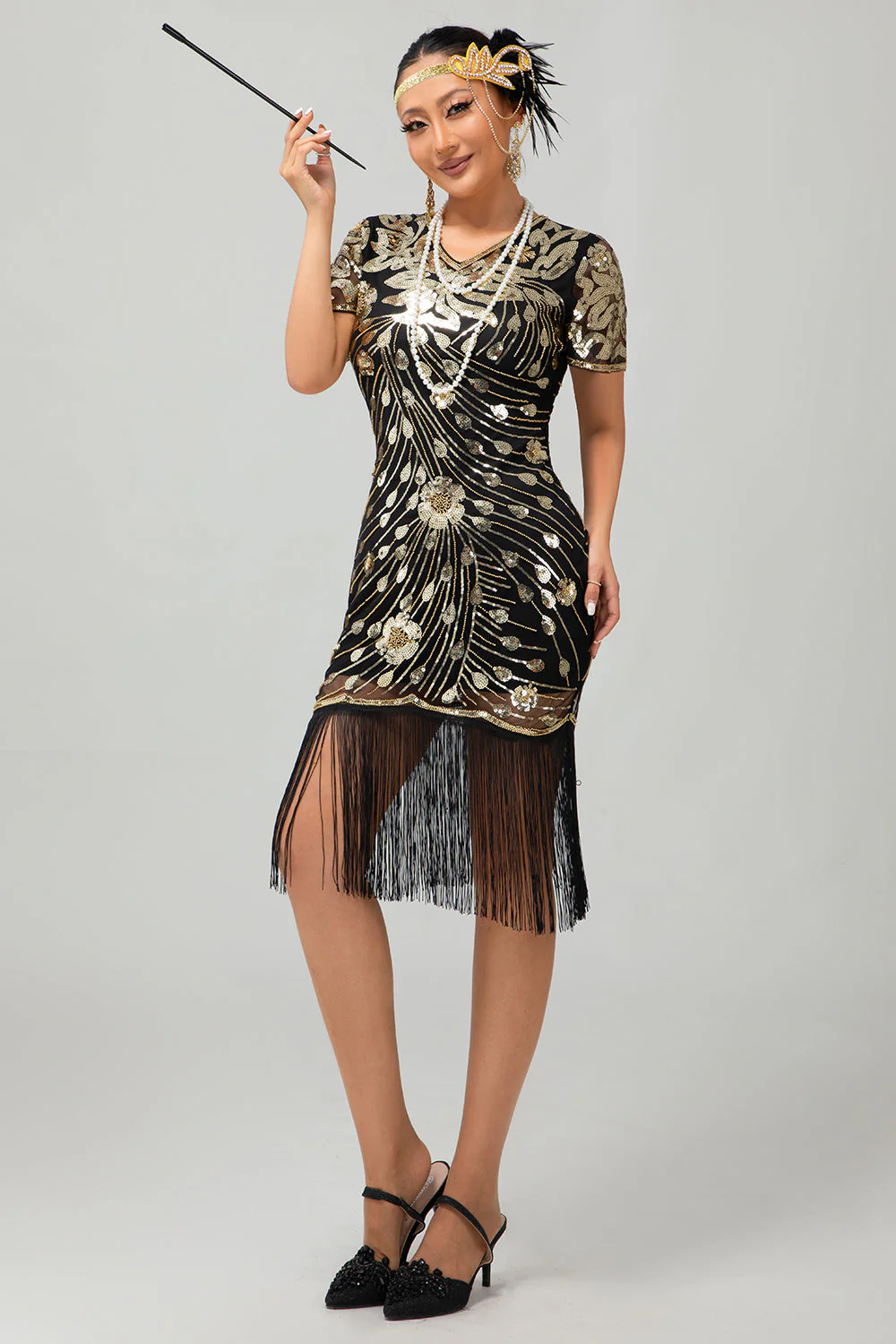 Robe à clapet à paillettes à franges rouges noires et rouges des années 1920 - Image 23