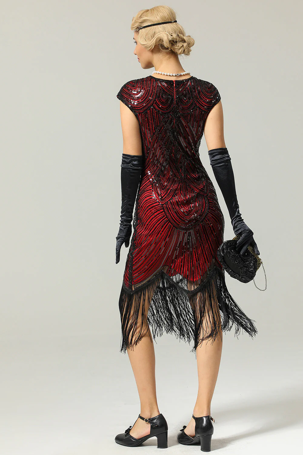 Robe à clapet noir Gatsby Glitter Fringe des années 20 - Image 7