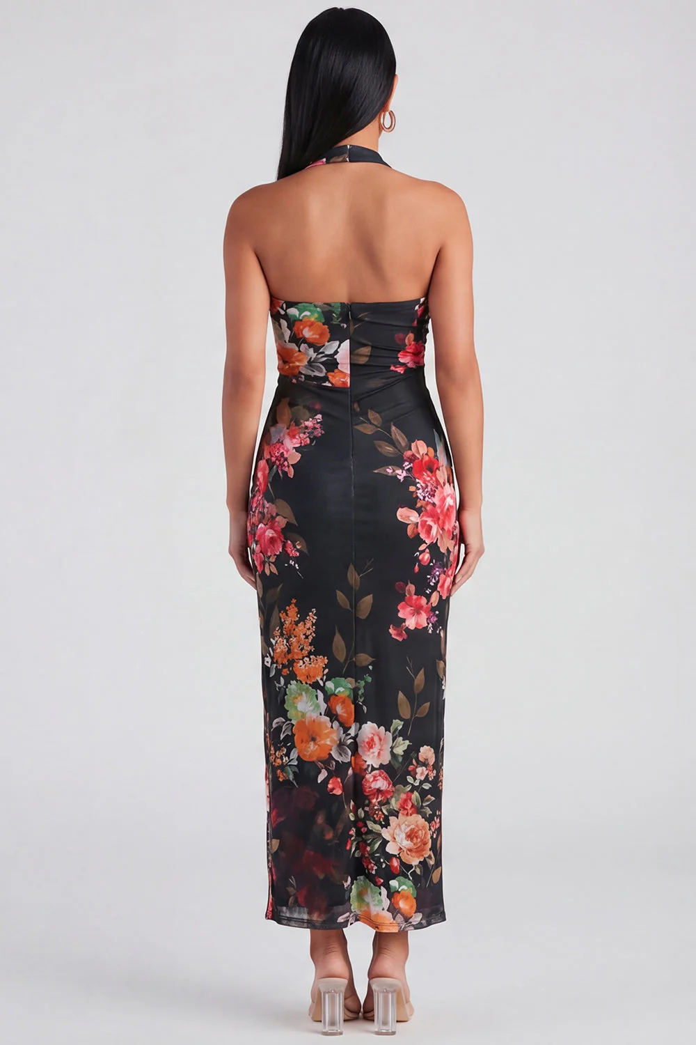 Robe à fleurs Maxi Bloomer Champagne Halter Halter Sheath - Image 7