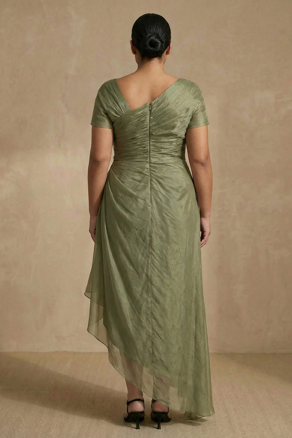 Robe à manches courtes Sage poussiéreuse A Line grande taille Mother Of The Bride - Image 2