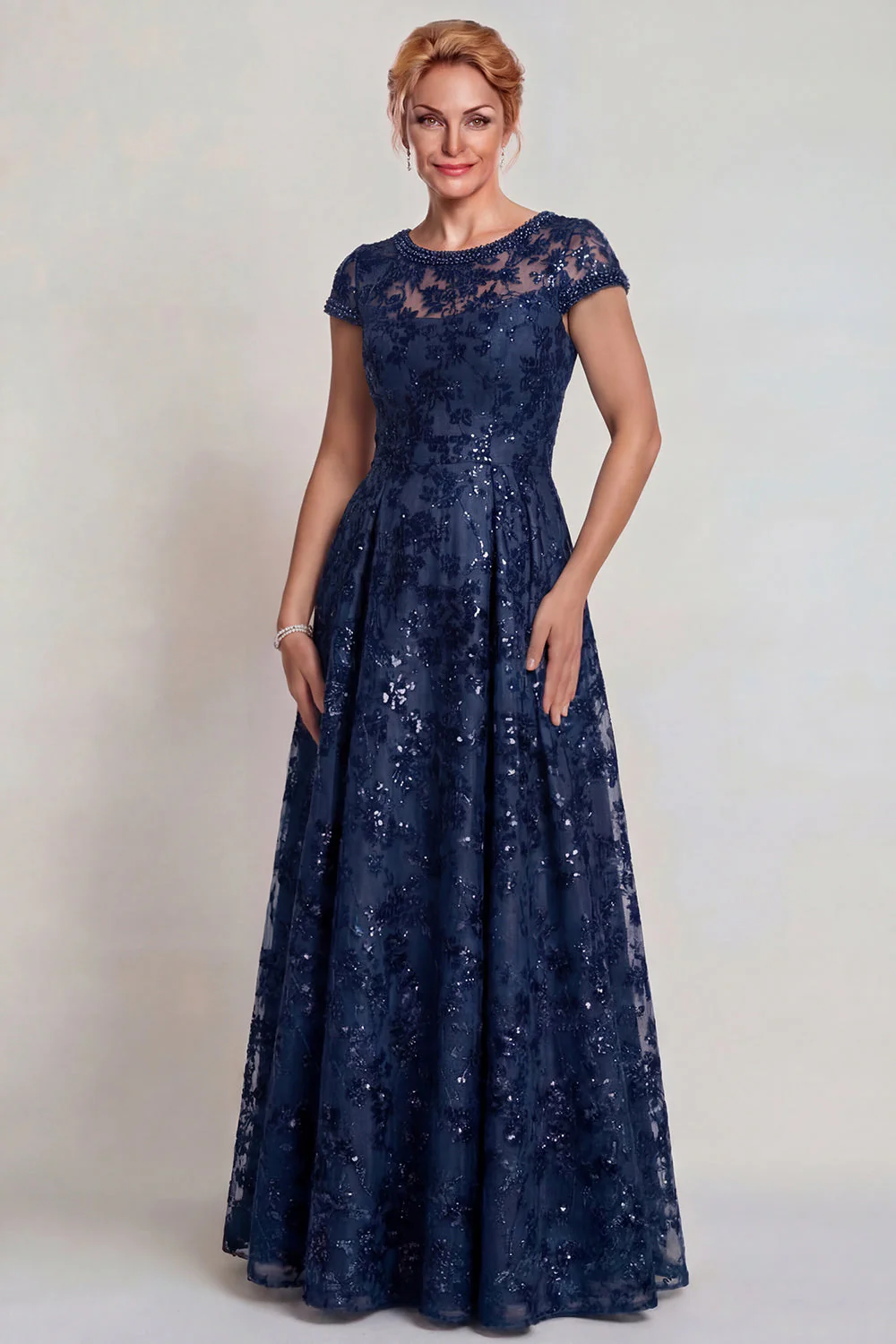 Robe Aline Bourgogne scintillante en ligne A de la mère de la mariée - Image 5