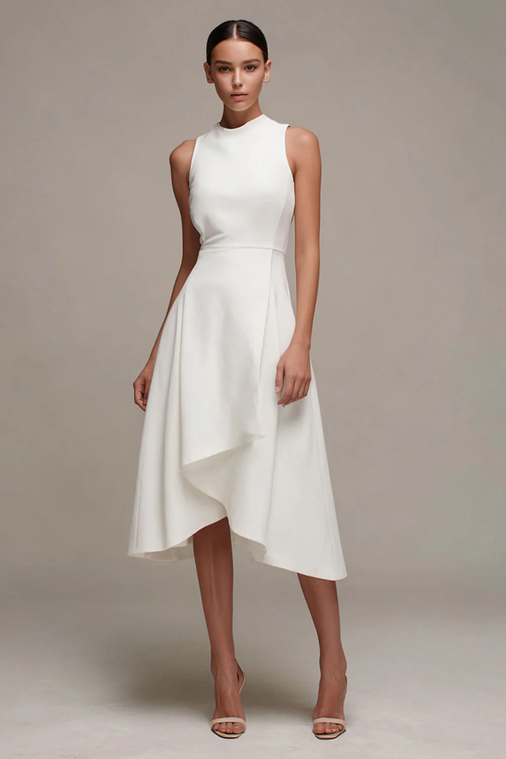 Robe blanche Midi à volants