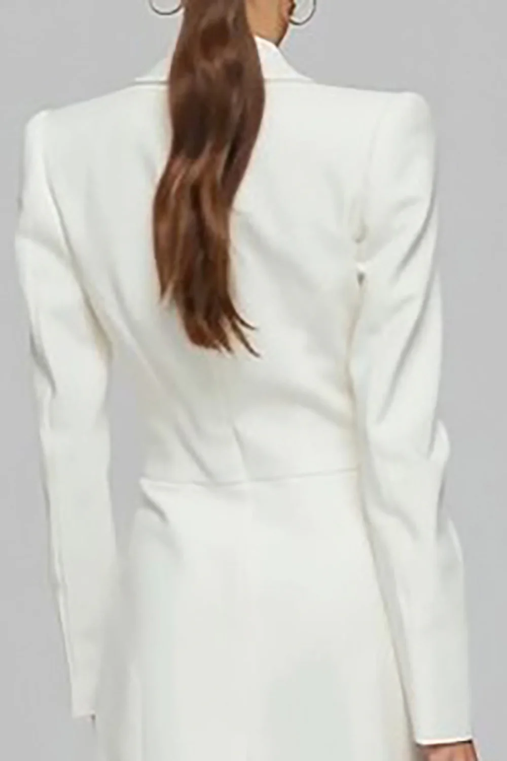 Robe blazer simple boutonnage à étui ivoire - Image 4