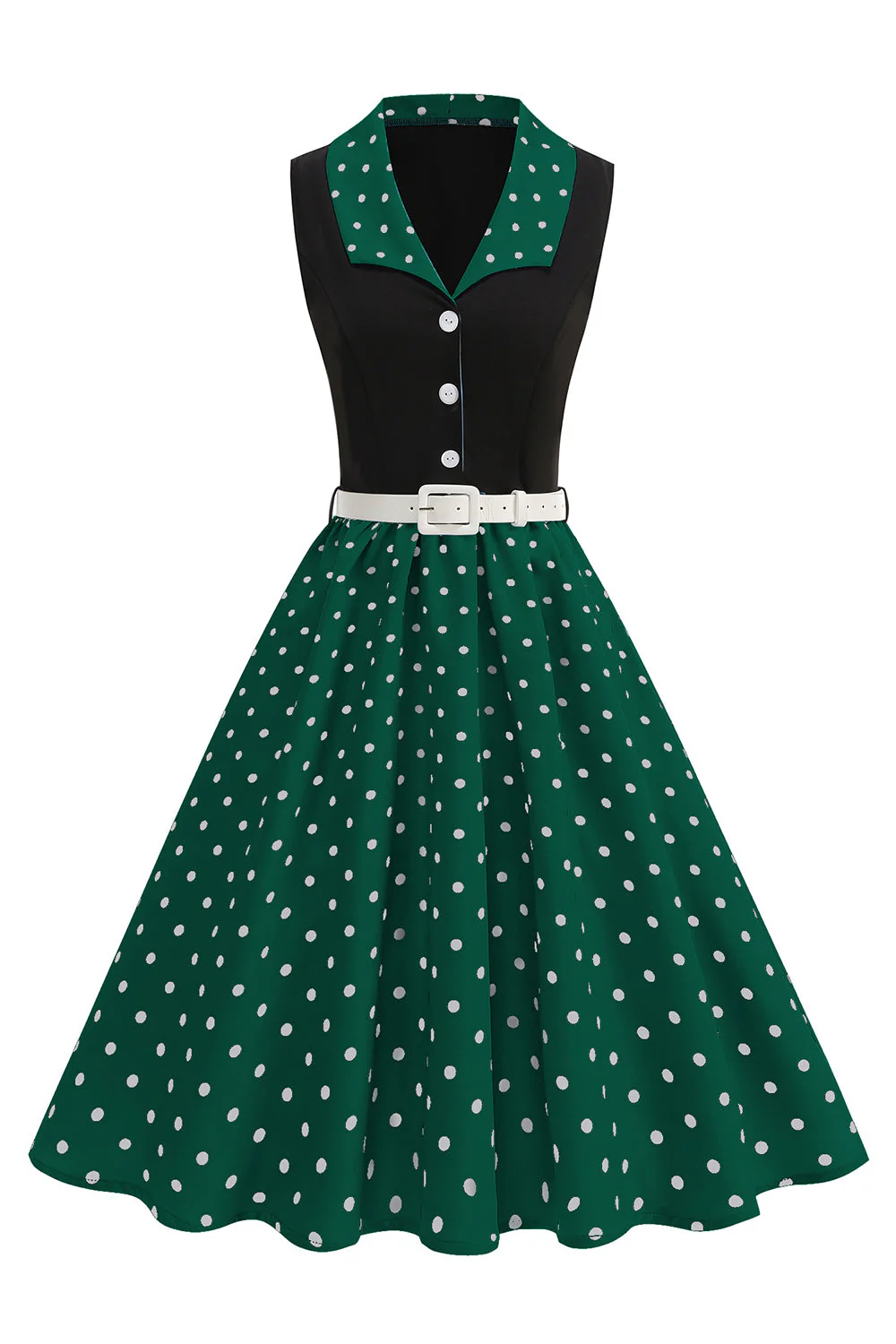 Robe bleue A Line Châle à pois des années 1950 - Image 7