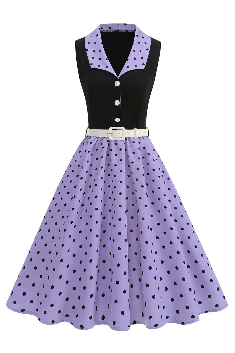 Robe bleue A Line Châle à pois des années 1950 - Image 9