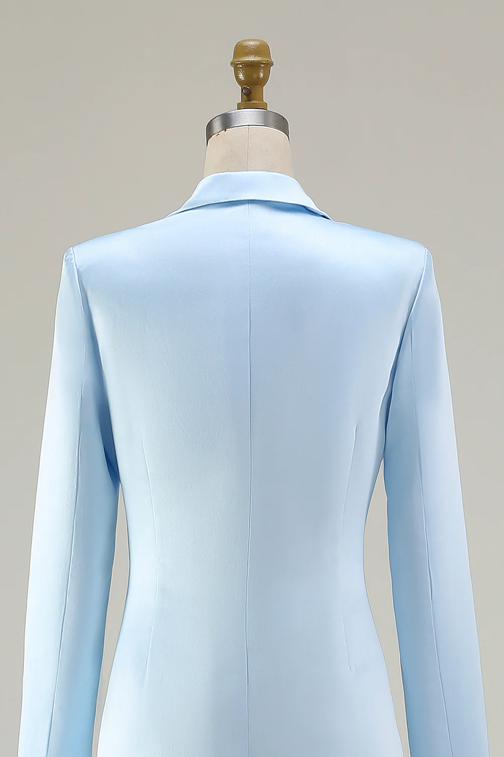 Robe de travail bleue ligne A à manches longues et revers cranté - Image 8