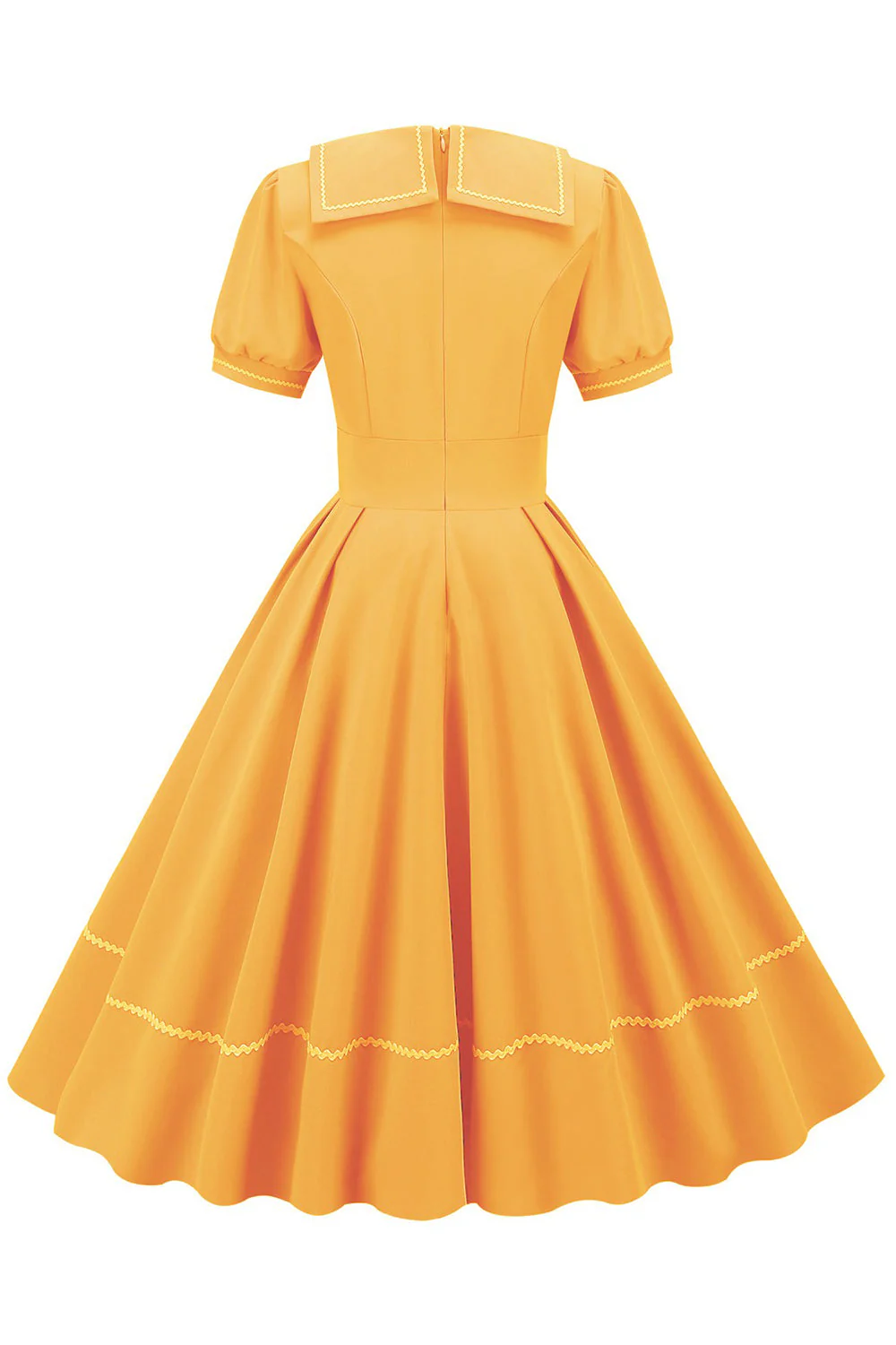 Robe bleue des années 50 de style rétro avec manches courtes - Image 6
