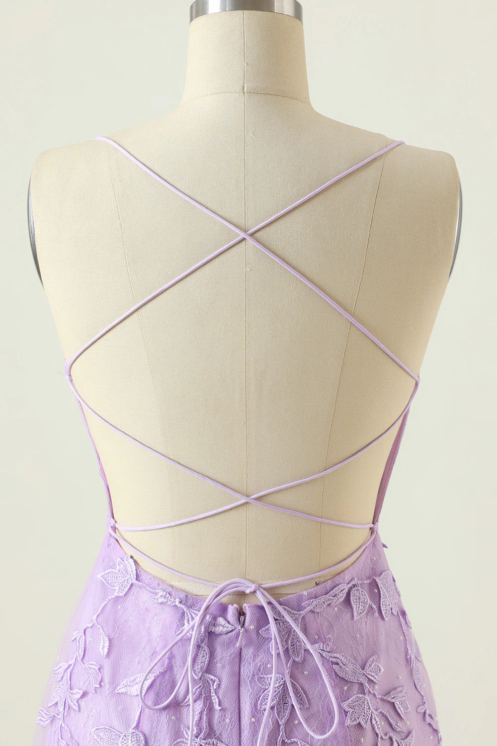 Robe bodycon Cocktail sans dos violet avec appliques - Image 6