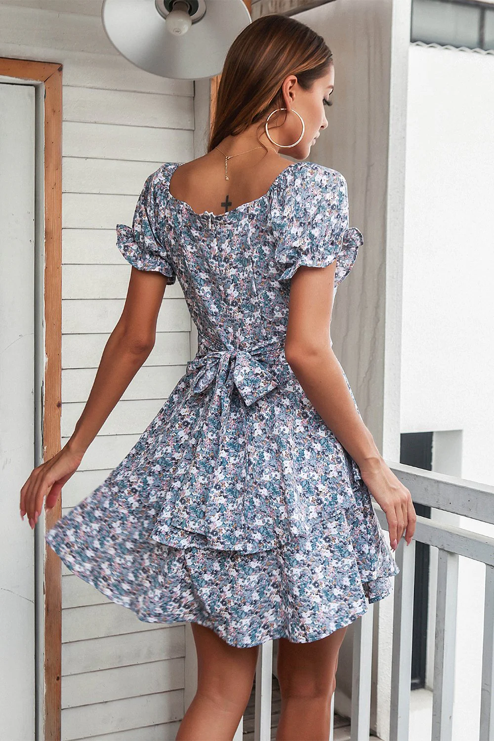 Robe Boho d’été bleue florale - Image 3