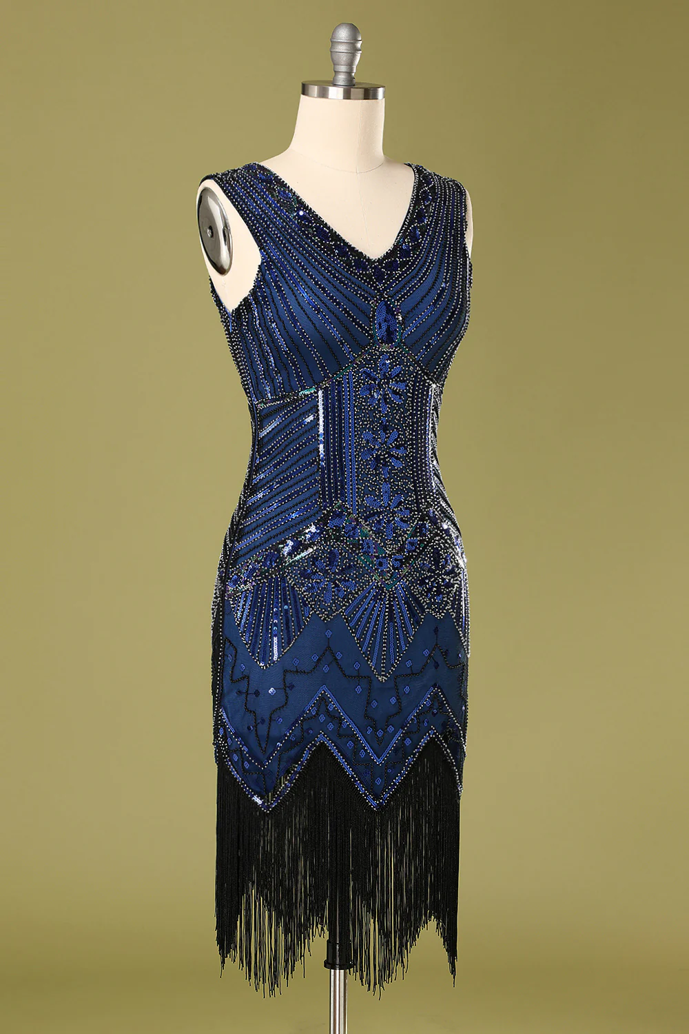 Robe Bleue Flapper à Paillettes - Image 3