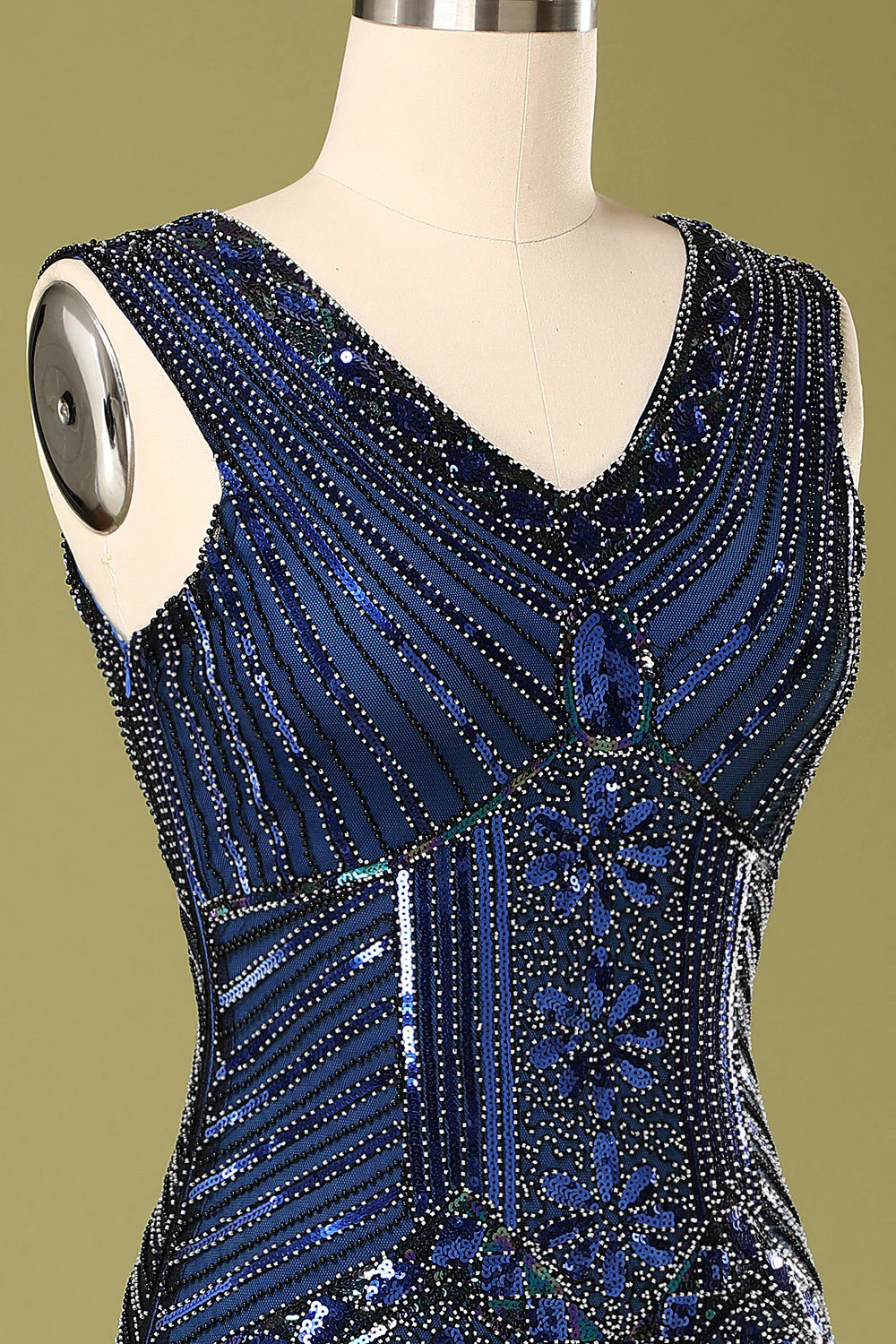 Robe Bleue Flapper à Paillettes - Image 4