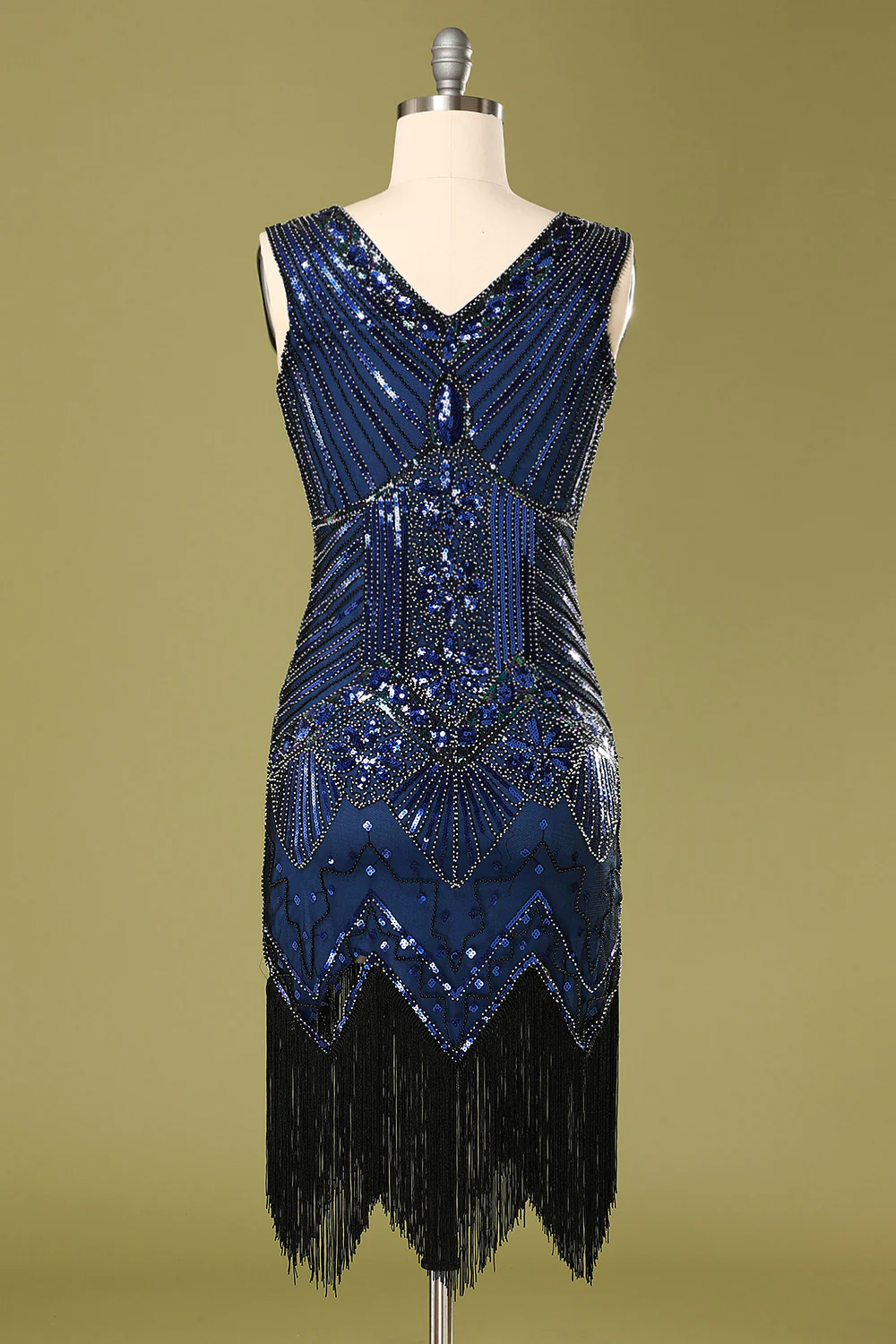 Robe Bleue Flapper à Paillettes - Image 5
