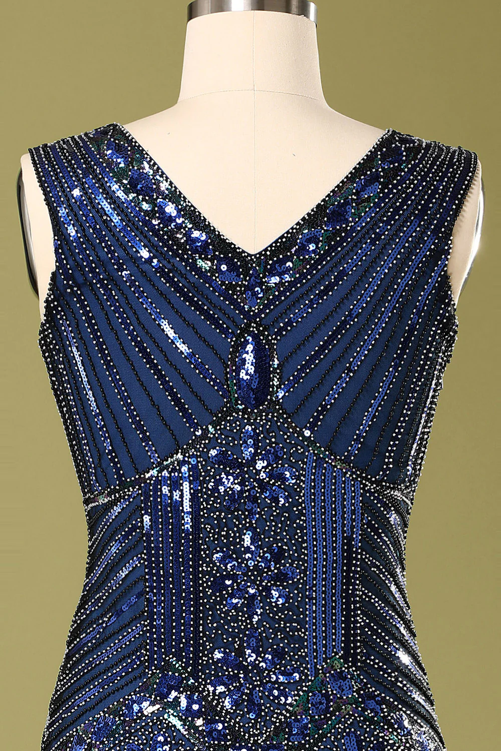 Robe Bleue Flapper à Paillettes - Image 6