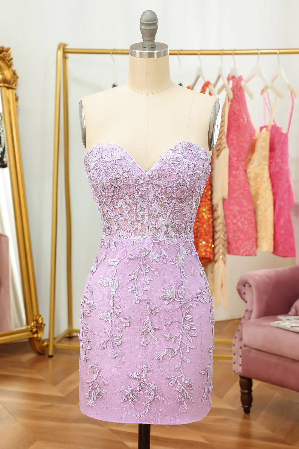 Robe courte Bleu royal serrée avec appliques - Image 11