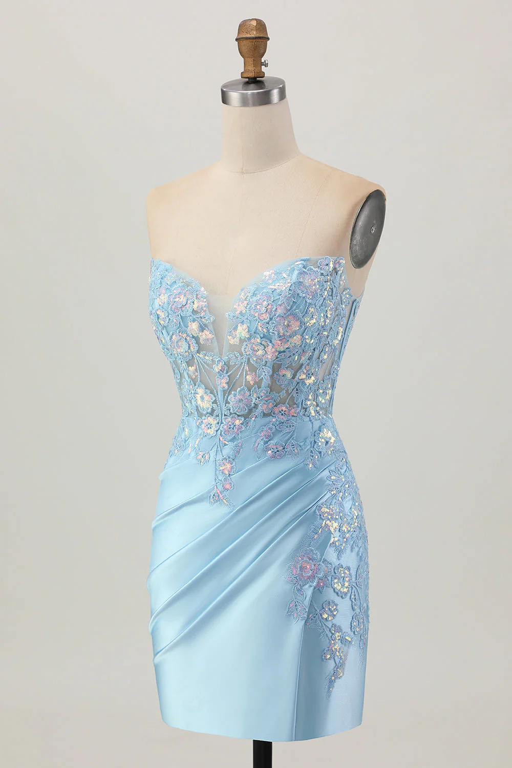 Robe de cocktail moulante scintillante à paillettes froncées à paillettes - Image 9