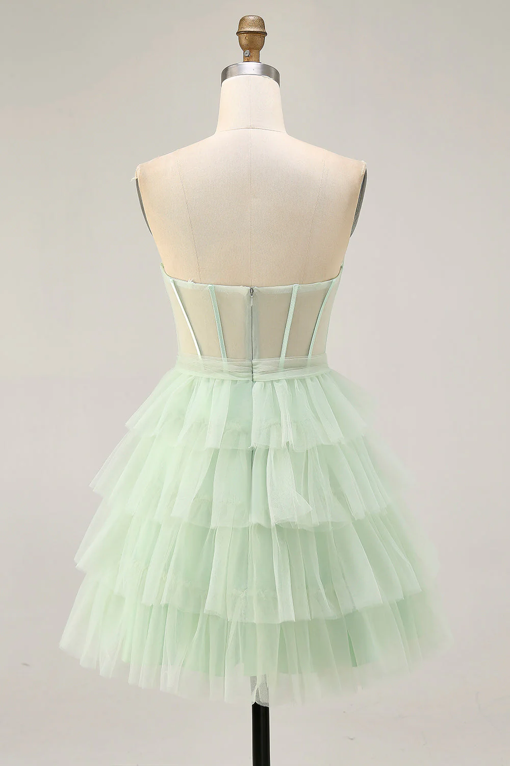 Robe courte corset de retour sans bretelles vert clair - Image 2