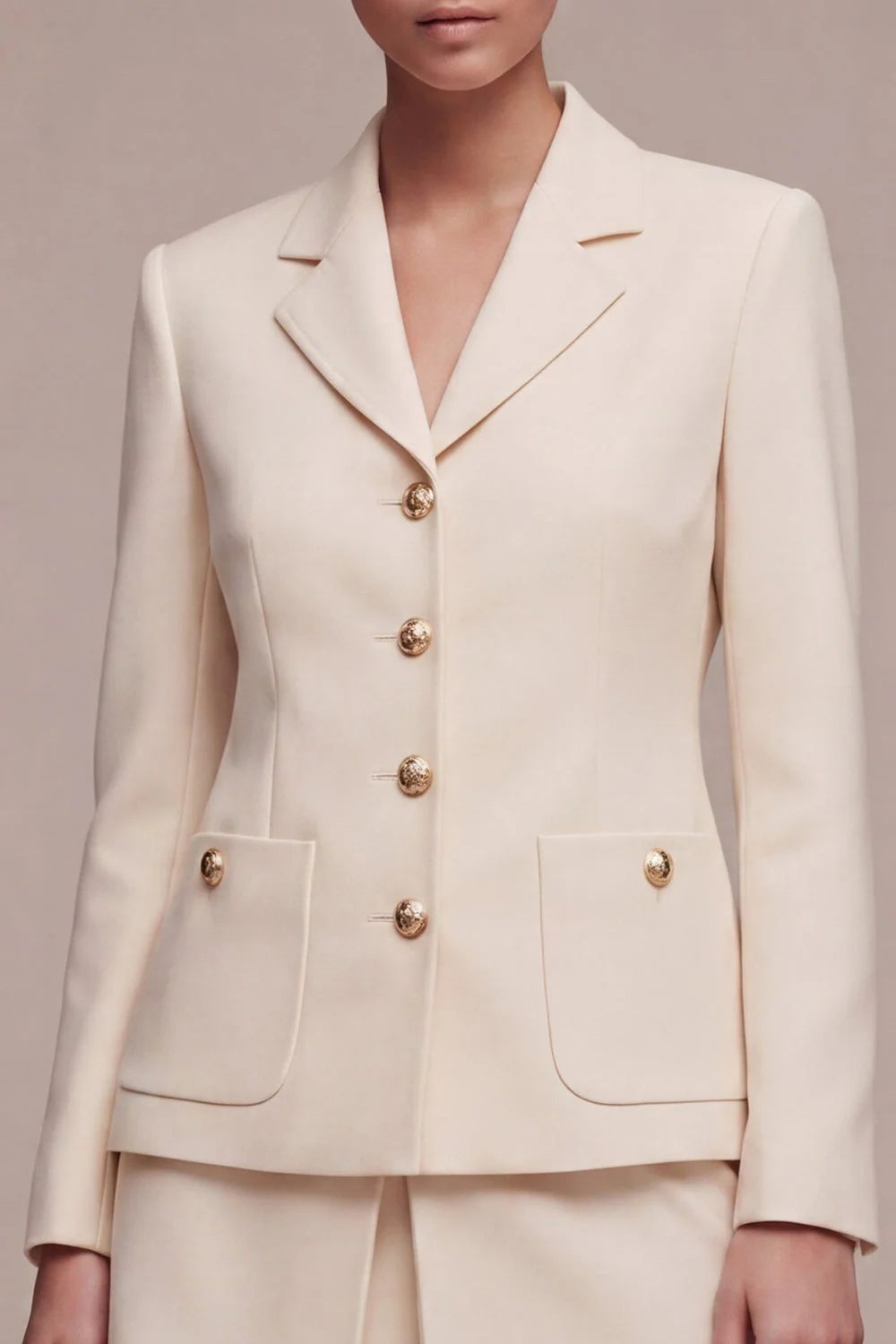 Robe courte d’affaires à boutons simple en revers à revers en 2 pièces - Image 3