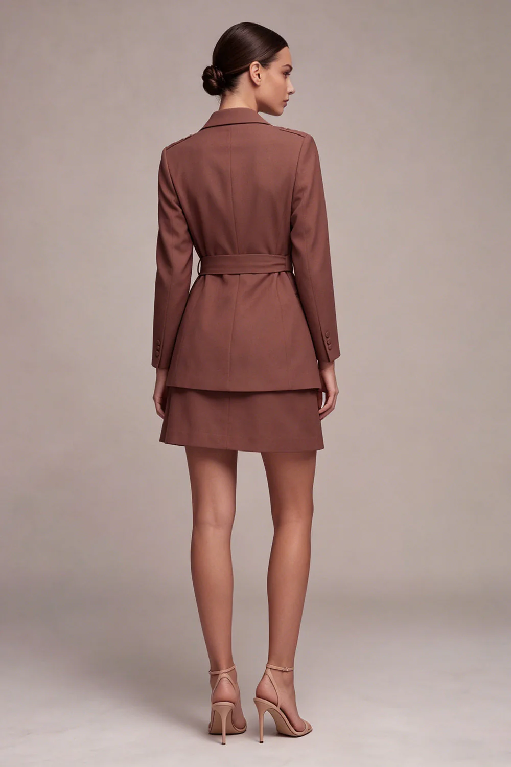 Robe courte d’affaires double boutonnage à revers de Desert Rose Desert Rose avec ceinture - Image 2