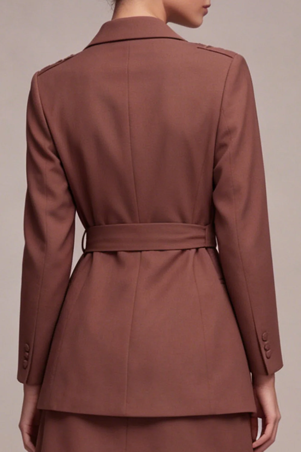 Robe courte d’affaires double boutonnage à revers de Desert Rose Desert Rose avec ceinture - Image 4