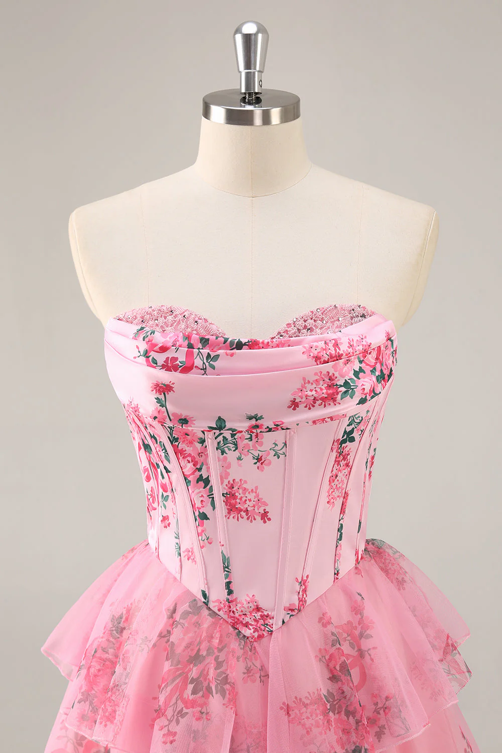Robe courte de retour à la maison corset fleur bleu blanc - Image 10