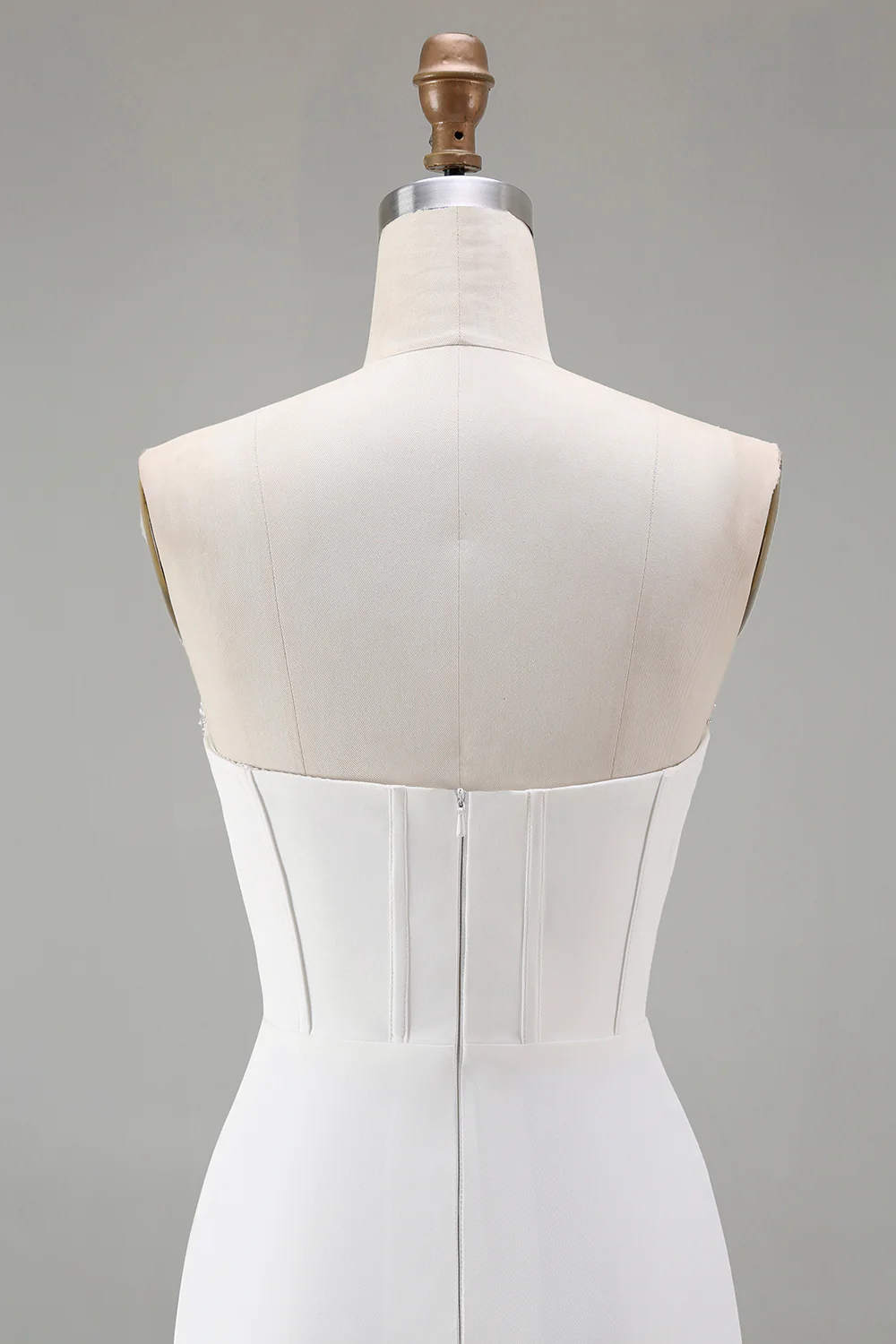 Robe de soirée Courte corset moulante blanche avec perles - Image 7