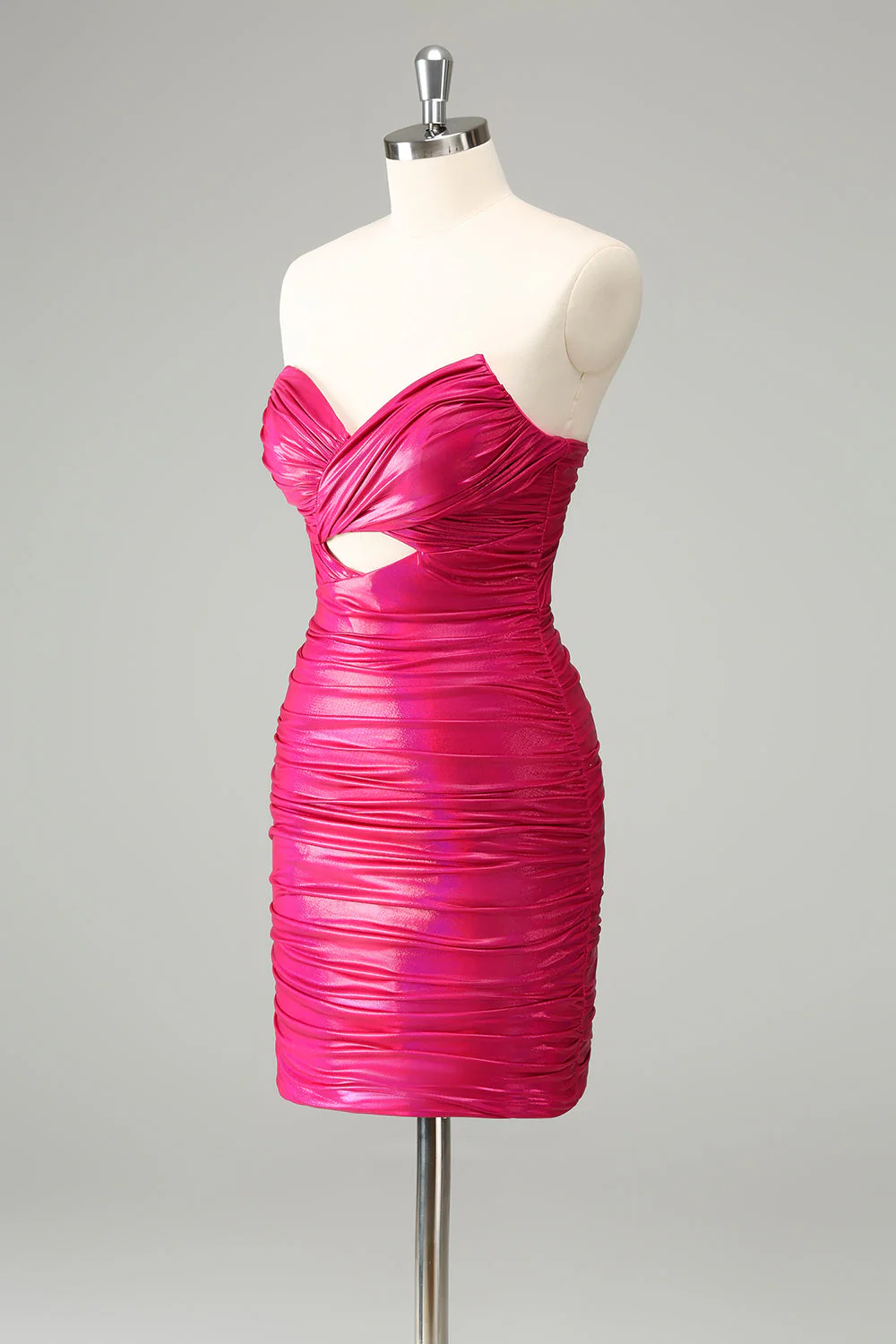 Robe courte moulante fuchsia Sweetheart Keyhole - Image 3