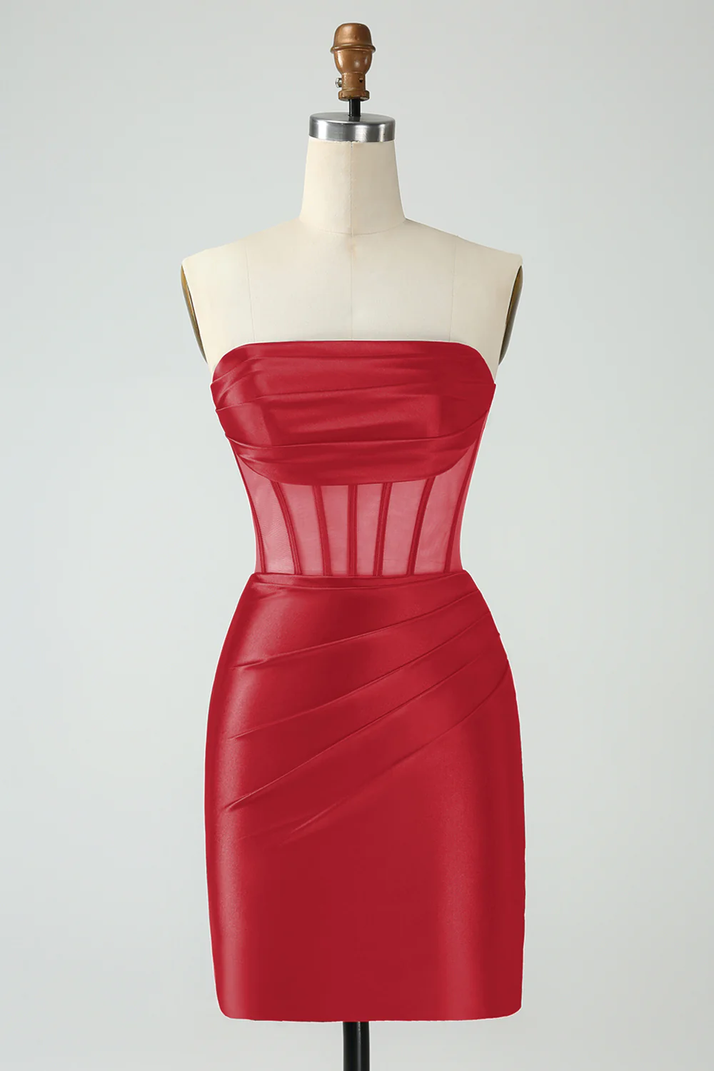 Robe courte moulante moulante sans bretelles paon - Image 3