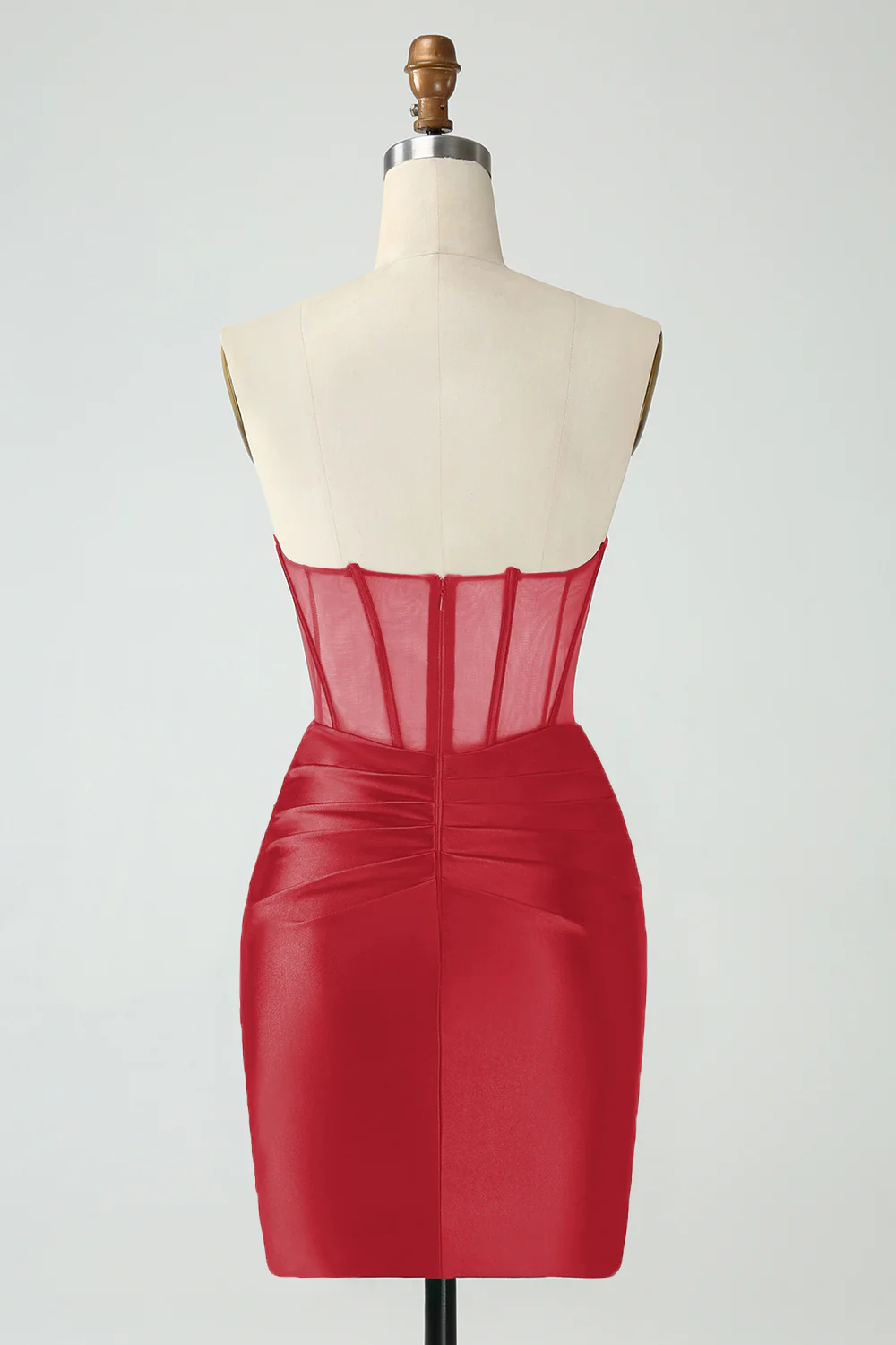 Robe courte moulante moulante sans bretelles paon - Image 4
