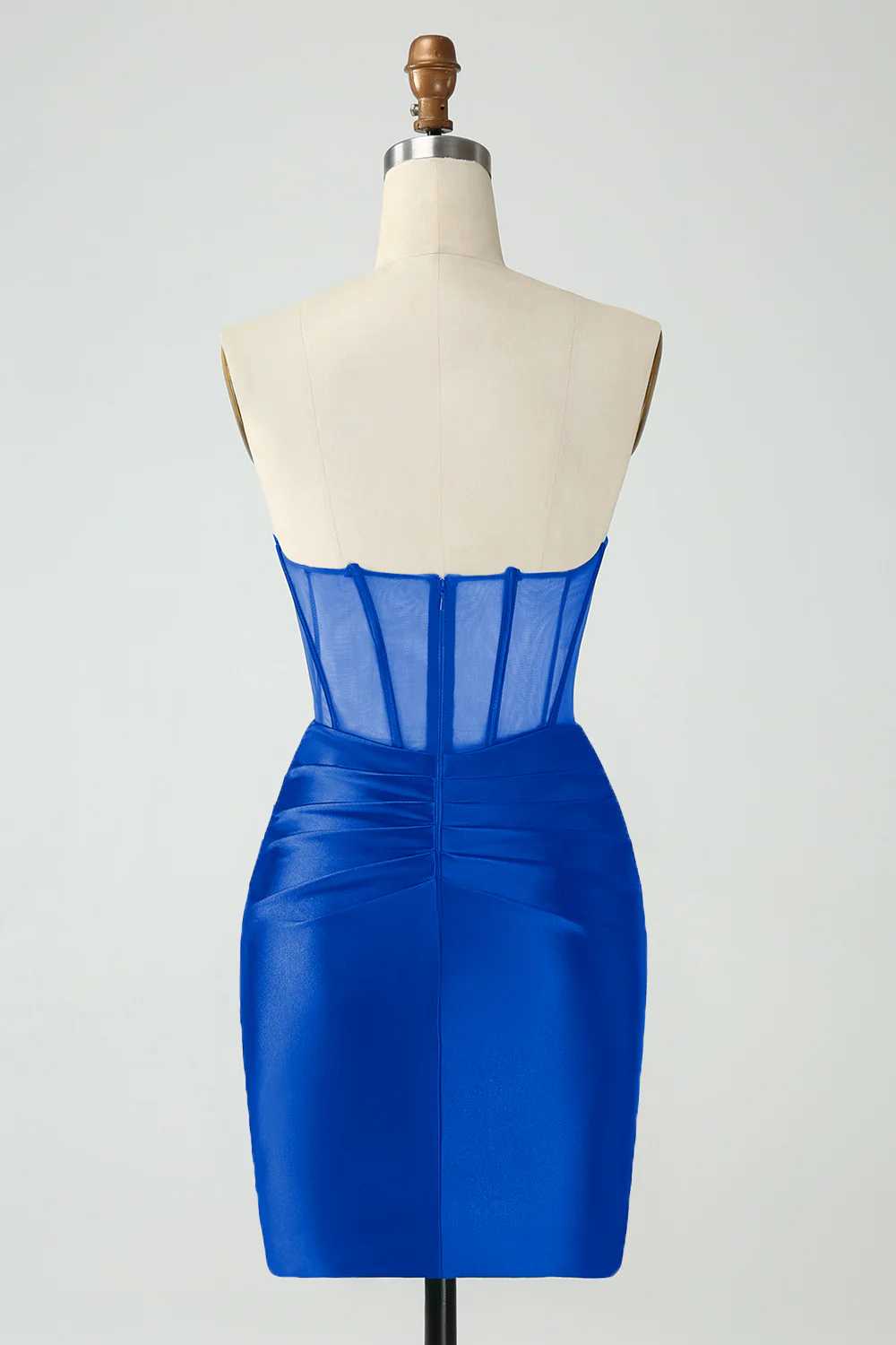 Robe courte moulante moulante sans bretelles paon - Image 6
