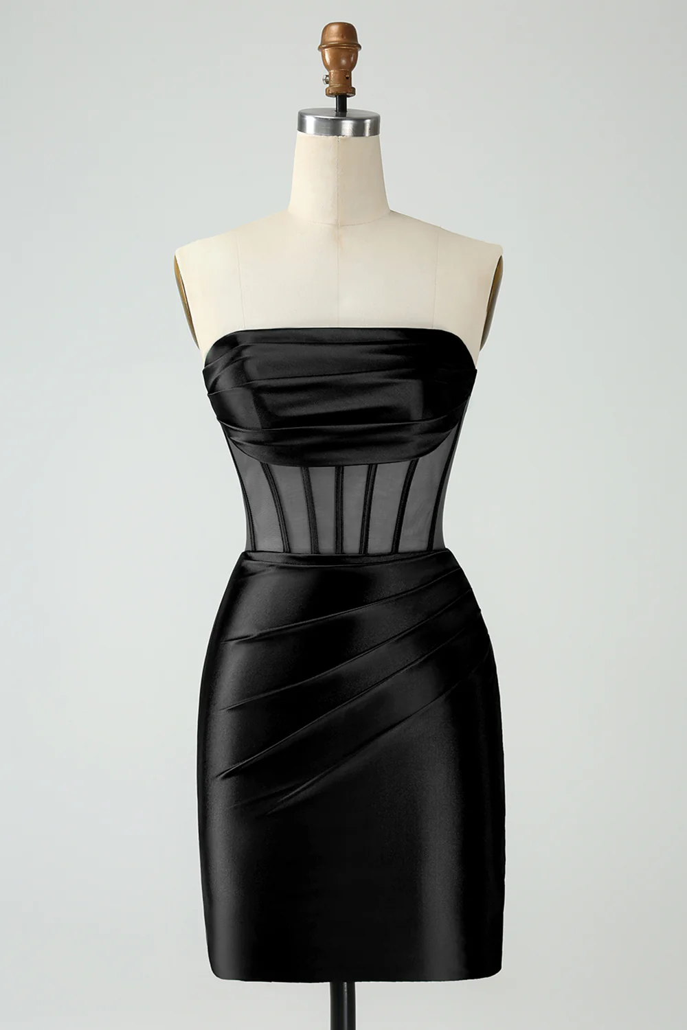 Robe courte moulante moulante sans bretelles paon - Image 7