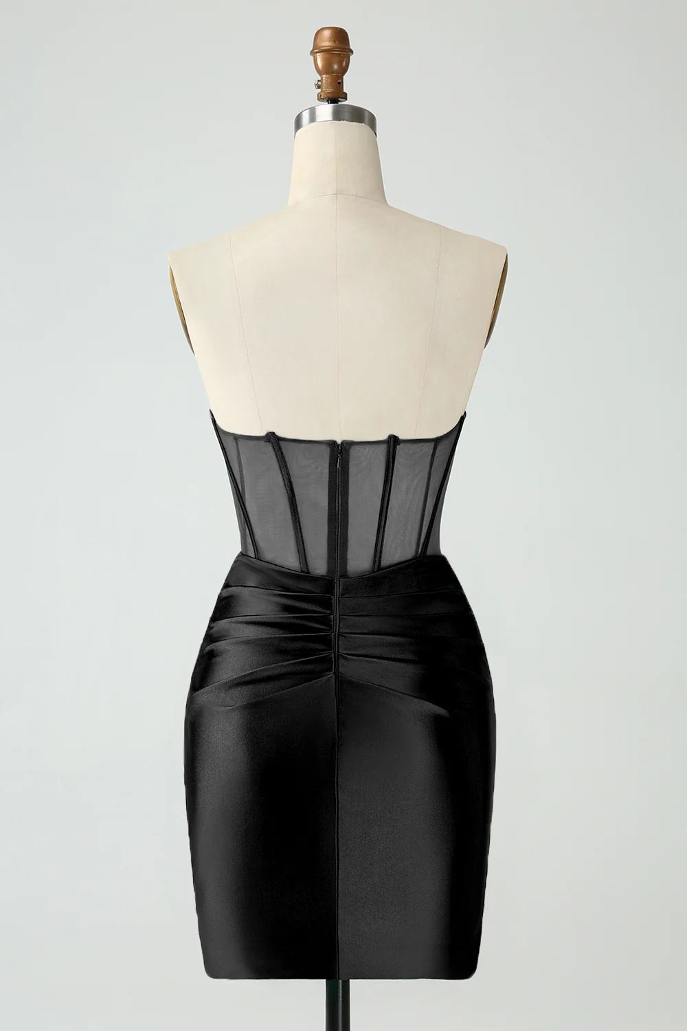 Robe courte moulante moulante sans bretelles paon - Image 8