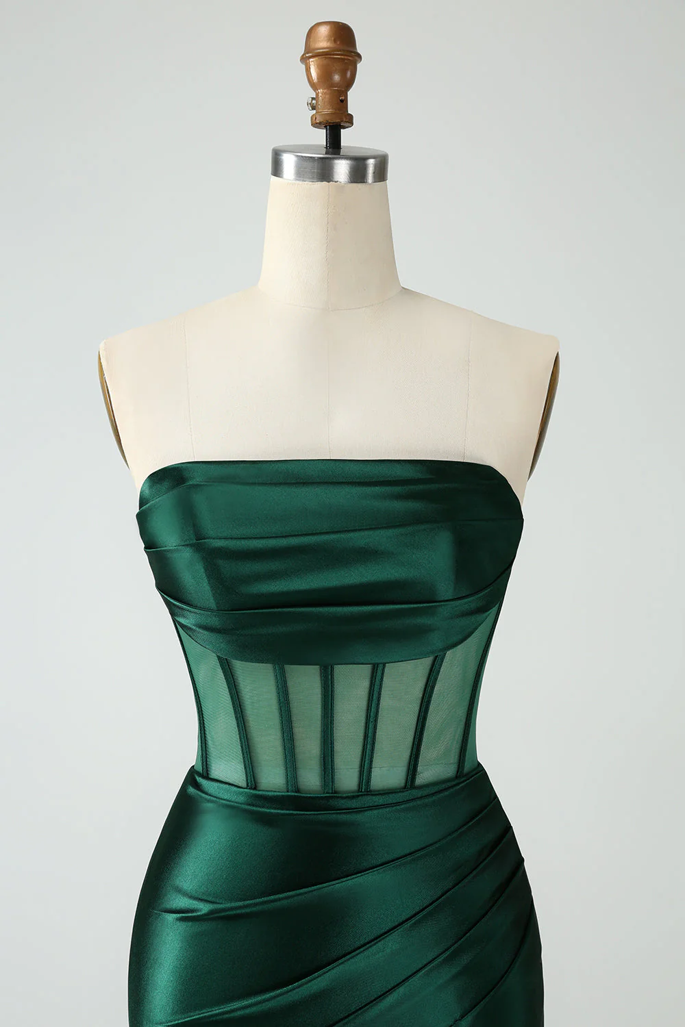 Robe courte moulante moulante sans bretelles vert foncé - Image 4